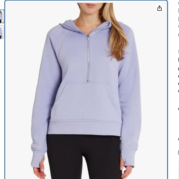 Danskin Half Zip Luxe Sweatshirt Hoodie Pullover Purple Cozy Soft XL - Picture 1 of 7